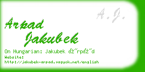 arpad jakubek business card